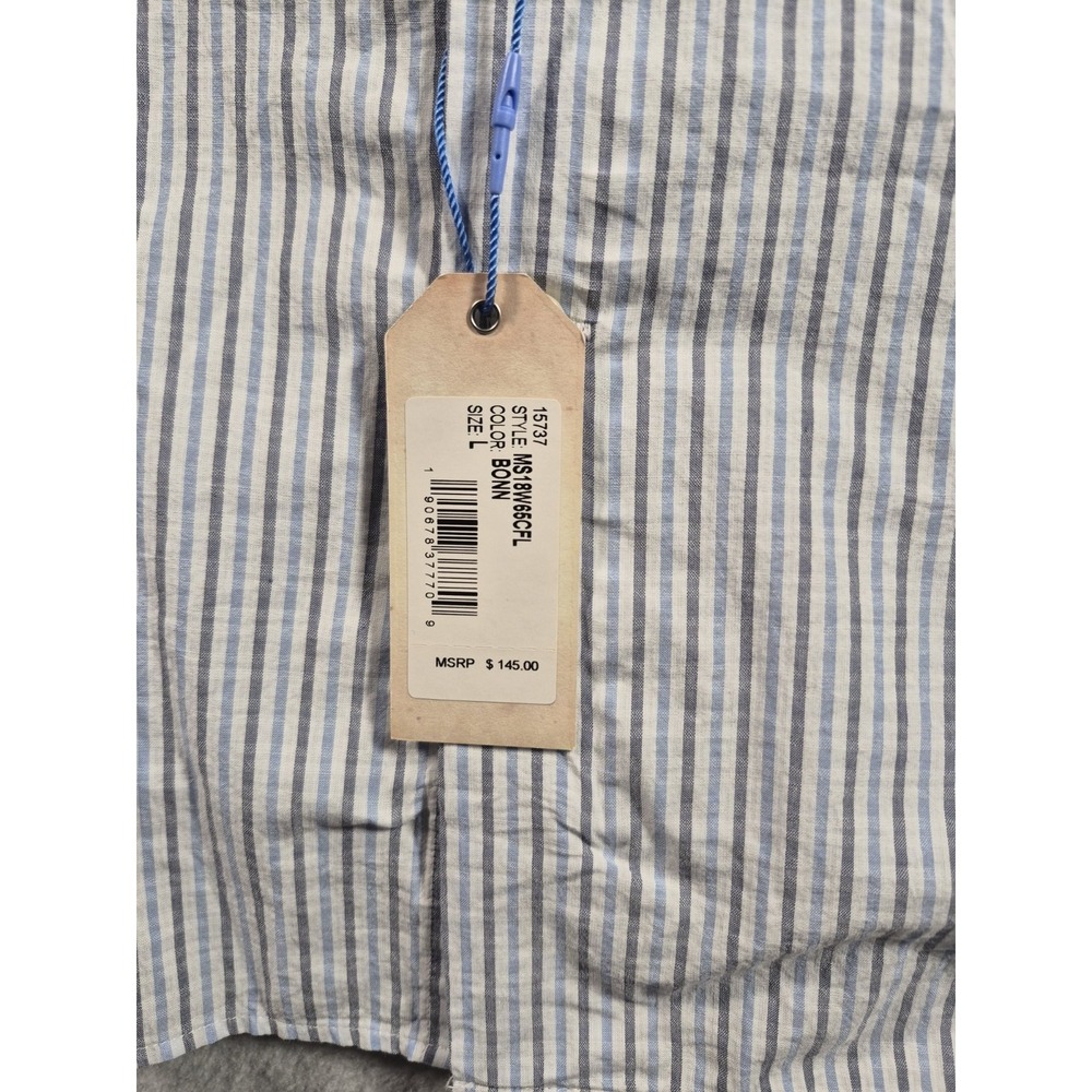 Peter Millar Seaside Collection Large Blue Gray Stripe 100% Cotton Button Down - Picture 3 of 7